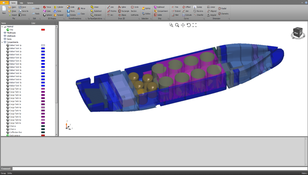 3D Ship and compartment modelling software